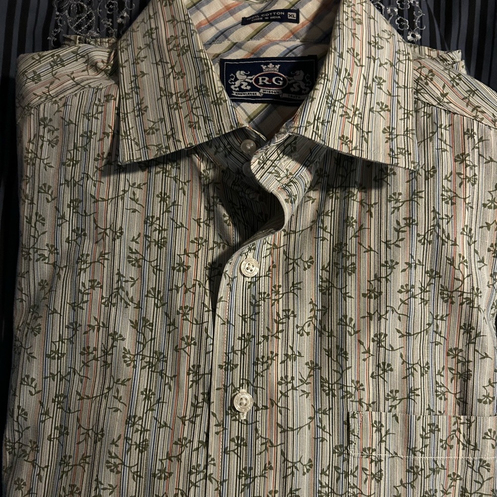 RG Striped Floral Button-Up Shirt